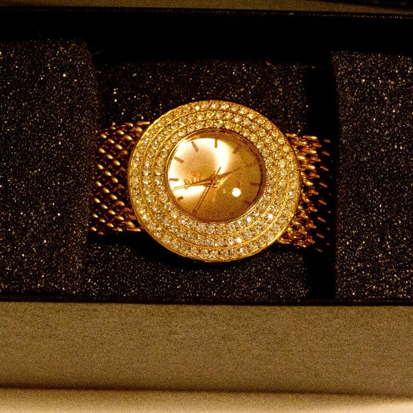 Colleen Lopez Ladies Gold and Crystal Dress Watch - Picture 10 of 11